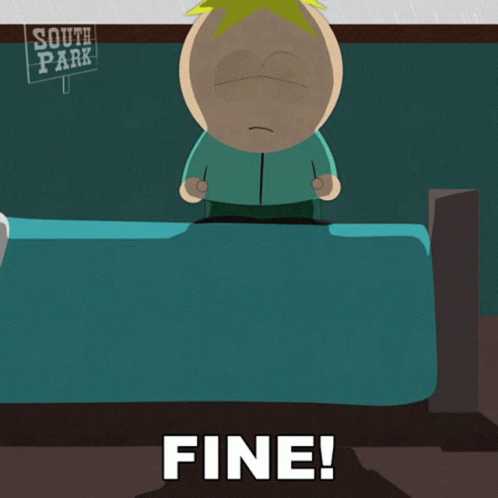A Cartoon Character From South Park Is Sitting On A Bed GIF