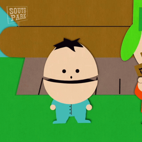 A Cartoon Character From South Park Is Standing On A Green Field GIF