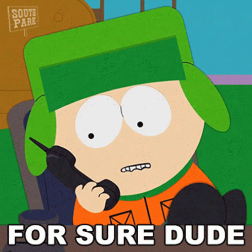 A Cartoon Character From South Park Is Talking On A Telephone GIF