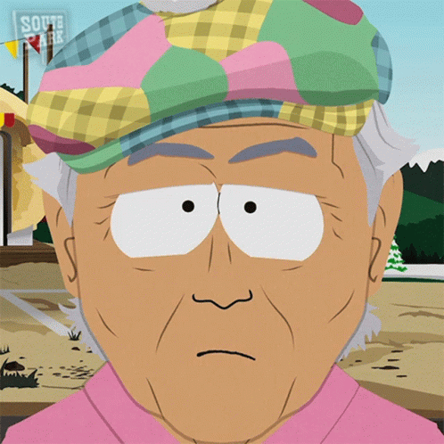 A Cartoon Character From South Park Is Wearing A Colorful Hat And A Pink Shirt GIF