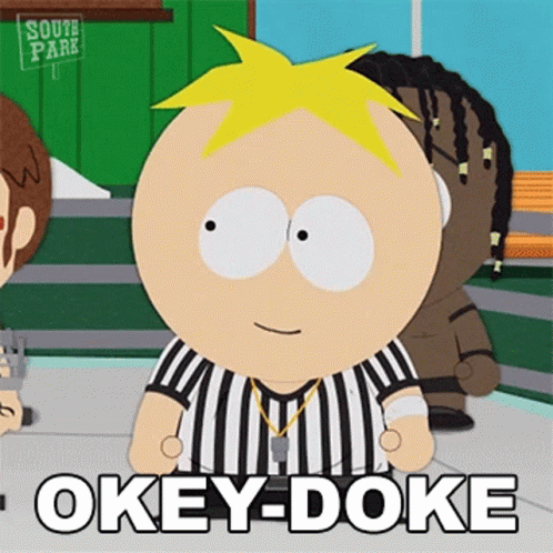 South Park Character Wearing Referee Uniform Says Okey-Doke GIF