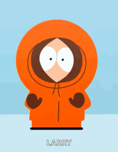A Cartoon Character From South Park Is Wearing An Orange Hoodie GIF