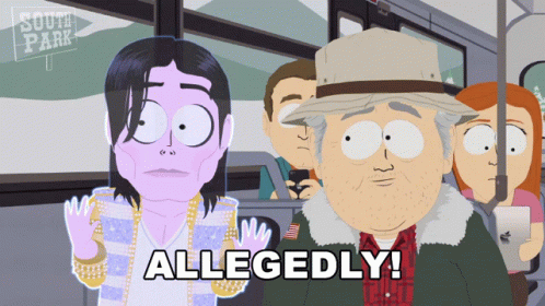A Cartoon Character From South Park Says Allegedly In Front Of Another Character GIF
