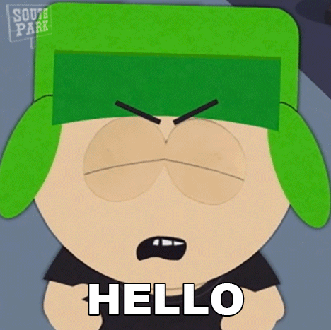 A Cartoon Character From South Park Says Hello With His Mouth Open GIF