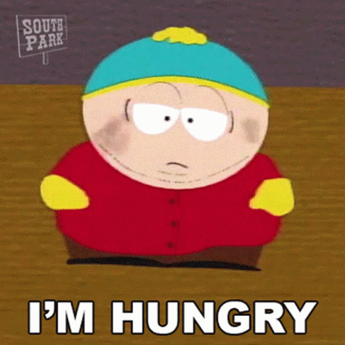 A Cartoon Character From South Park Says I 'M Hungry . GIF