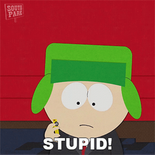 A Cartoon Character From South Park Says Stupid On The Bottom Right GIF