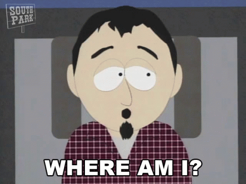 a cartoon character from south park says where am i