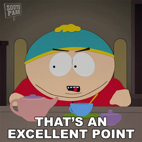 A Cartoon Character From South Park Sits At A Table With Teapots And Cups GIF