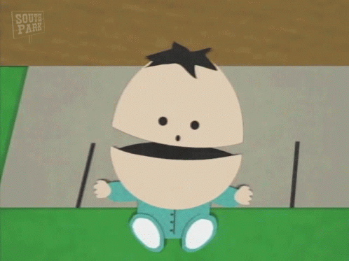 A Cartoon Character From South Park Sitting On The Ground GIF