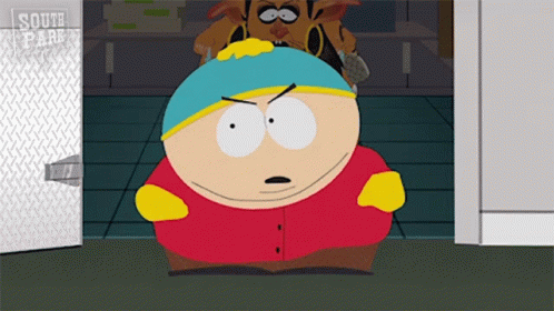 A Cartoon Character From South Park Stands In Front Of An Open Door GIF
