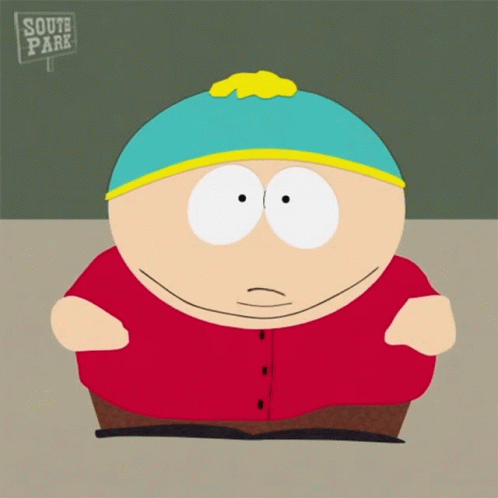 A Cartoon Character From South Park With A Sign Above Him That Says South Park GIF