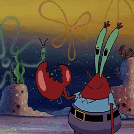 A Cartoon Character From Spongebob Is Holding A Crab GIF