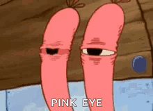 A Cartoon Character From Spongebob Squarepants Has A Pink Eye And Looks Like A Worm . GIF