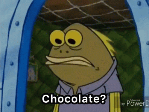 A Cartoon Character From Spongebob Squarepants Is Asking For Chocolate . GIF