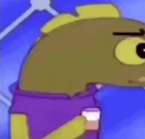 A Cartoon Character From Spongebob Squarepants Is Holding A Cup Of Liquid . GIF