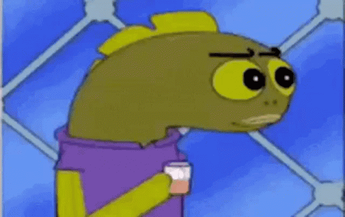 A Cartoon Character From Spongebob Squarepants Is Holding A Glass Of Orange Juice . GIF