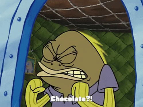 A Cartoon Character From Spongebob Squarepants Is Saying Chocolate GIF