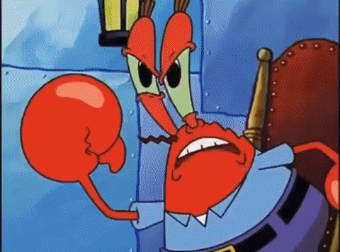 A Cartoon Character From Spongebob Squarepants Is Sitting In A Chair And Holding A Red Boxing Glove . GIF