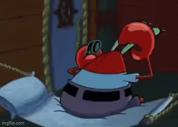 A Cartoon Character From Spongebob Squarepants Is Sitting On A Bed Holding A Bottle . GIF