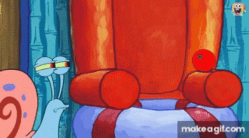 A Cartoon Character From Spongebob Squarepants Is Sitting On A Raft GIF