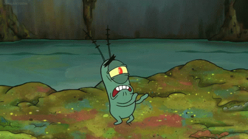 A Cartoon Character From Spongebob Squarepants Is Standing In The Water GIF
