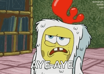 A Cartoon Character From Spongebob Squarepants Is Wearing A Chicken Costume And Saying Aye Aye . GIF