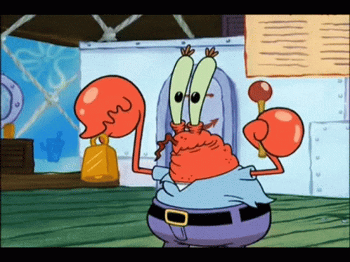 A Cartoon Character From Spongebob Squarepants Is Wearing Boxing Gloves And Holding A Hammer GIF
