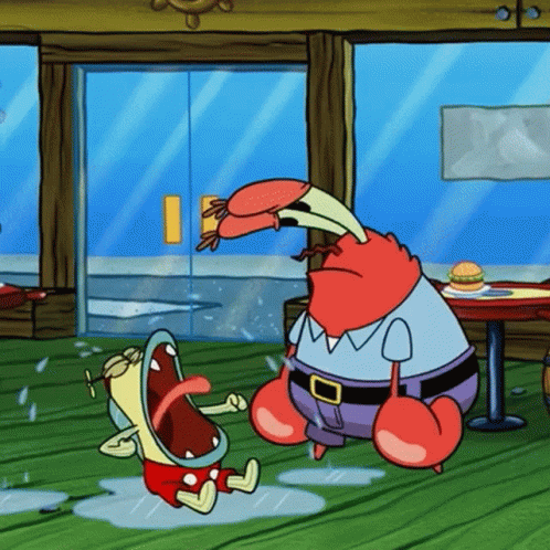A Cartoon Character From Spongebob Squarepants Standing Next To Another Cartoon Character GIF