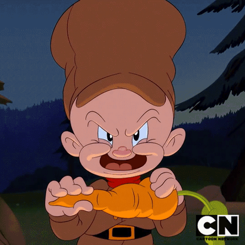 A Cartoon Character From The Cartoon Network Is Holding A Carrot GIF