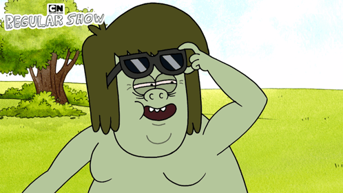 A Cartoon Character From The Cn Regular Show Wearing Sunglasses GIF