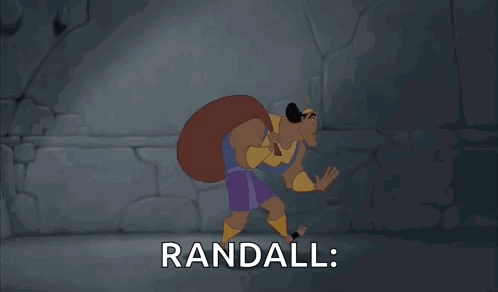 A Cartoon Character From The Emperor 'S New Groove Is Holding A Bag And Says Randall GIF