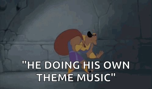 A Cartoon Character From The Emperor 'S New Groove Says He Is Doing His Own Theme Music GIF
