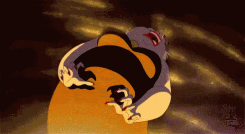 A Cartoon Character From The Little Mermaid Is Laying On A Large Orange Ball . GIF