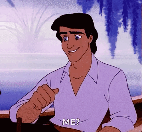 A Cartoon Character From The Little Mermaid Is Pointing At The Camera And Asking Me ? GIF