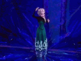 A Cartoon Character From The Movie Frozen Is Dancing In The Water . GIF