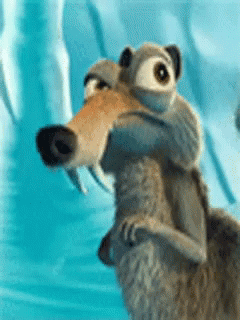 A Cartoon Character From The Movie Ice Age Is Holding A Stuffed Animal On Its Back . GIF