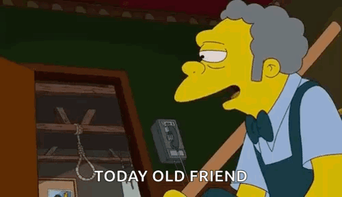 A Cartoon Character From The Simpsons Is Talking On A Phone And Saying `` Today Old Friend '' . GIF