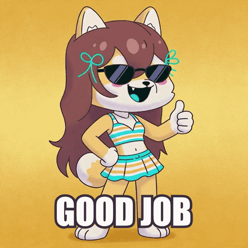 A Cartoon Character Giving A Thumbs Up And The Words Good Job GIF