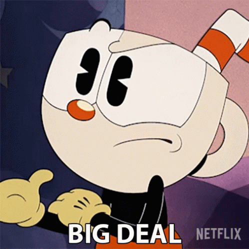 A Cartoon Character Giving A Thumbs Up With The Words Big Deal Written Below Him GIF