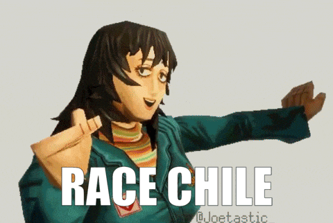 A Cartoon Character Giving A Thumbs Up With The Words Race Chile Below GIF