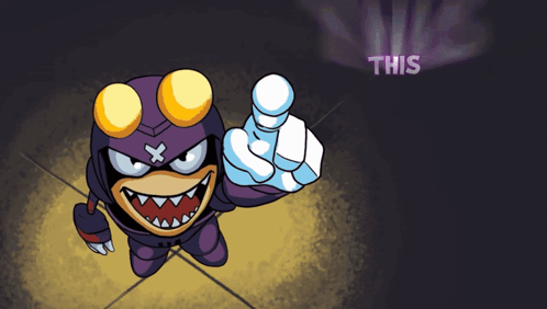 a cartoon character giving a thumbs up with the words this time above him
