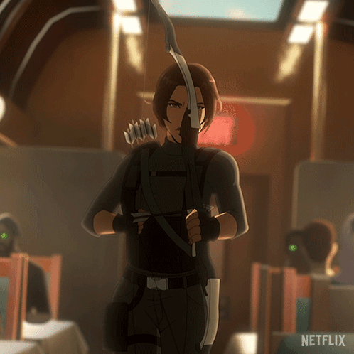 A Cartoon Character Holding A Bow And Arrow With Netflix Written On The Bottom GIF