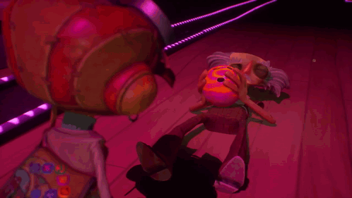 A Cartoon Character Holding A Bowling Ball With A Name Tag That Says Tord GIF