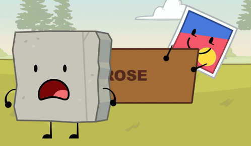 A Cartoon Character Holding A Box That Says Rose GIF