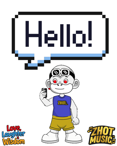 A Cartoon Character Holding A Cell Phone With A Speech Bubble That Says Hello GIF