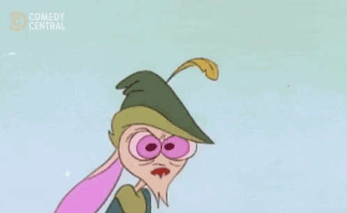 A Cartoon Character Holding A Chicken And A Bow And Arrow With Comedy Central Written In The Corner GIF