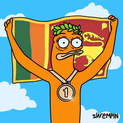 A Cartoon Character Holding A Flag And A Medal With The Number 1 GIF