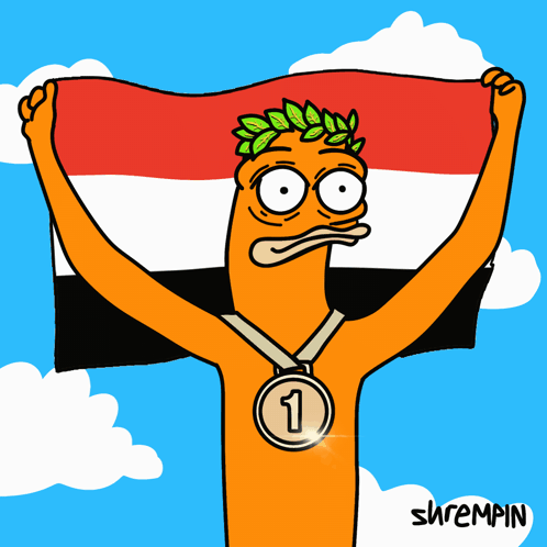 A Cartoon Character Holding A Flag And A Medal With The Number 3 GIF