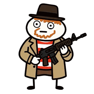 A Cartoon Character Holding A Gun And Wearing A Trench Coat GIF