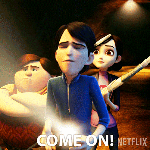 A Cartoon Character Holding A Light With The Words Come On Netflix Below Him GIF